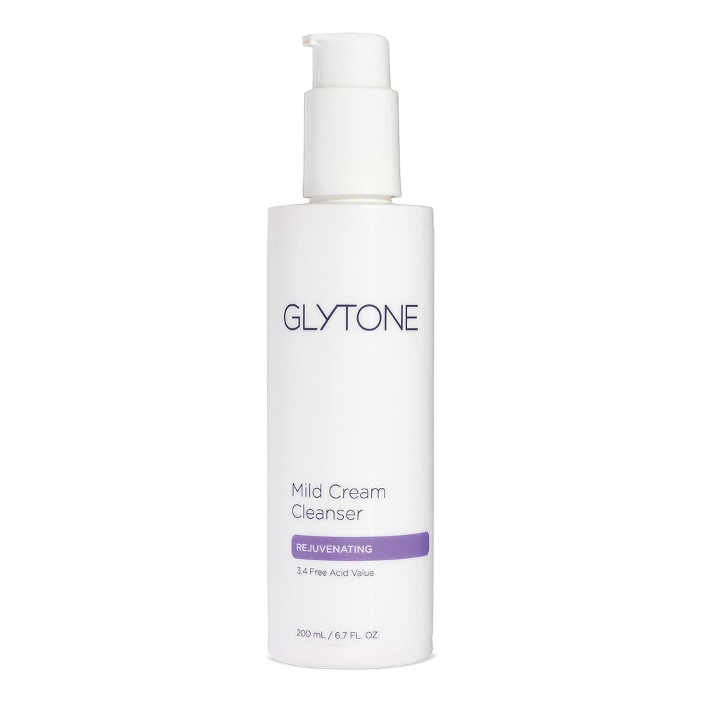Glytone Mild Cream Cleanser, flacon crèmeux, nettoyage et exfoliation en douceur.