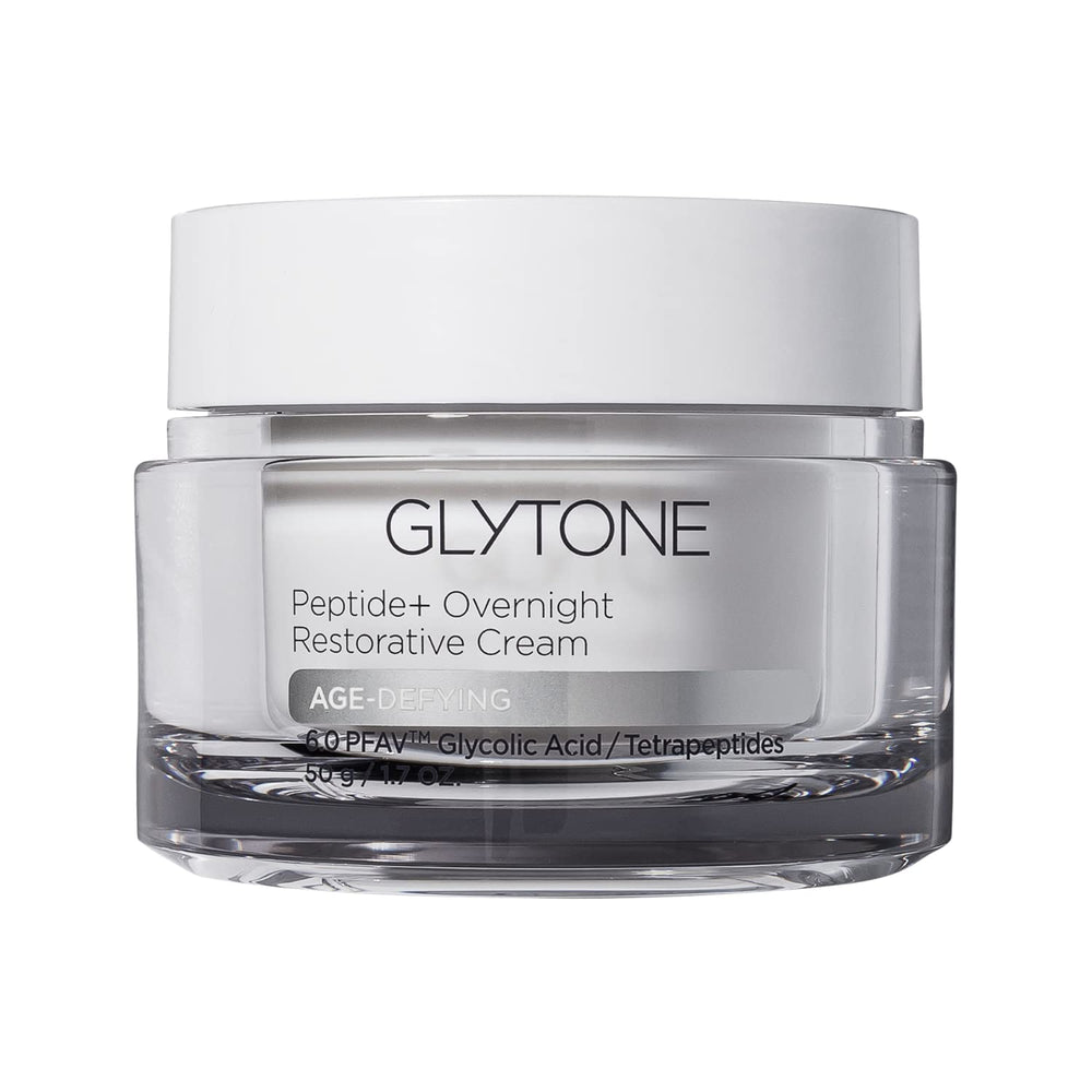 GLYTONE Peptide+ Crème Nuit flacon – hydratation nocturne profonde et confort.