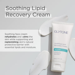 Glytone Crème Lipides Apaisante — texture riche visible sur peau, confort immédiat.