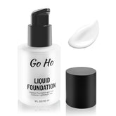 Go Ho Foundation liquide blanc avec pompe pour un teint uniforme et satiné.