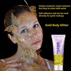 Go Ho paillettes Or pour visage et cheveux, effet holographique festif.