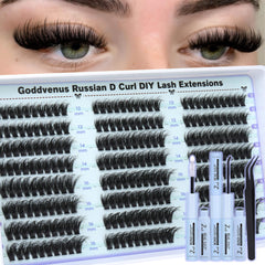Goddvenus Clusters Cils 12mm, pose simple et naturelle.