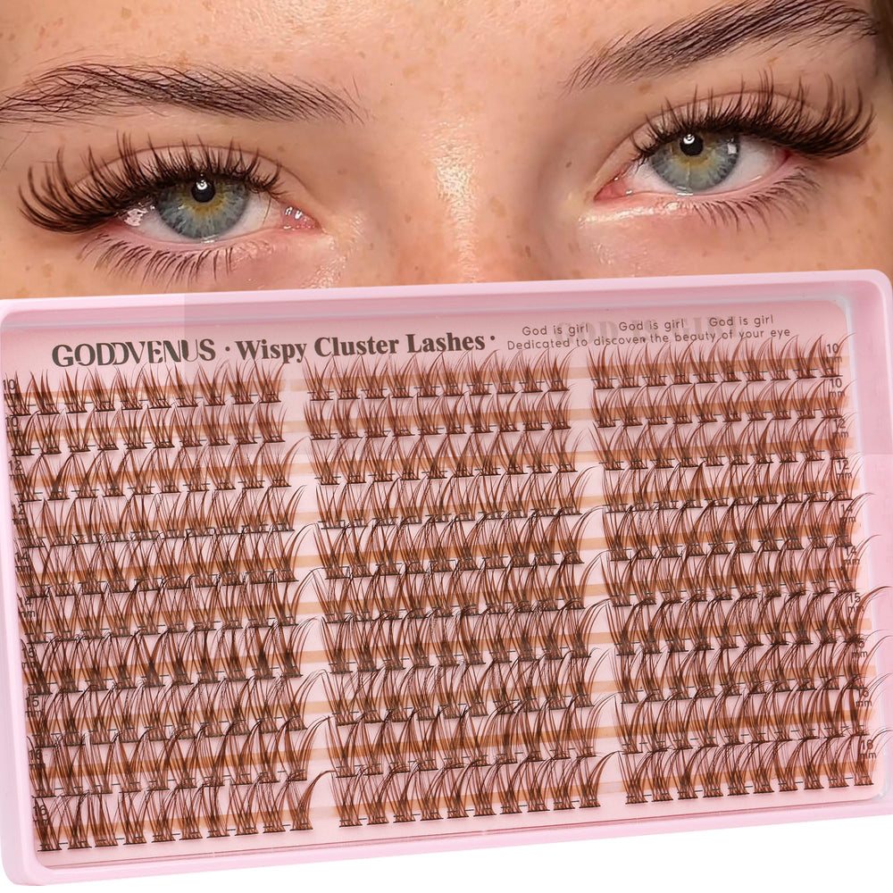 Goddvenus ensembles cils brun caramel, longueur 10-16 mm, regard doux et naturel.