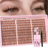 Goddvenus kit cils clusters brun clair 300 pièces pour un look naturel et durable.