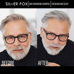 Godefroy Silver Fox révèle des cheveux gris plus lumineux sans brillance jaunâtre.