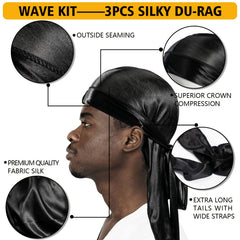 Goiple du-rag en soie à attache longue pour un maintien confortable