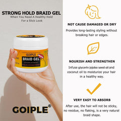 Goiple gel ingrédients naturels: arbre à thé, argan et coco nourrissent les cheveux.