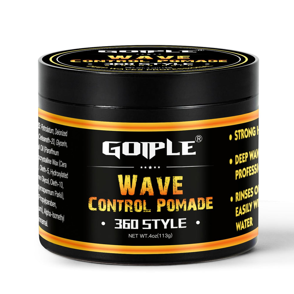 Goiple Natural Wave Pomade bottle close-up for strong hold and washability