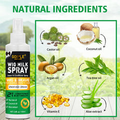Goiple Wig Milk Spray, démêlage en douceur et soin revitalisant pour perruques synthétiques.