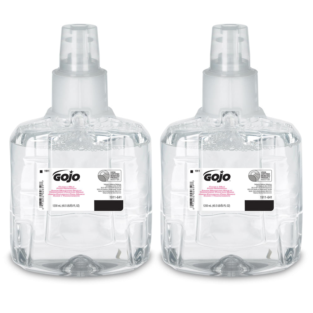 GOJO savon mousse mains clair et doux refil 1200ml, hydratant et efficace.