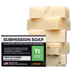 Savon Gold BJJ au thé arbre classique, fraîcheur après entraînement.