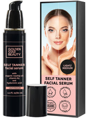 GOLDEN STAR BEAUTY Face Tanner – bouteille-pour, texture fluide pour un teint naturel et homogène.