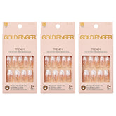 Ongles Goldfinger Gel Glam Design longues, portables au quotidien sans vernis ni lampe UV.