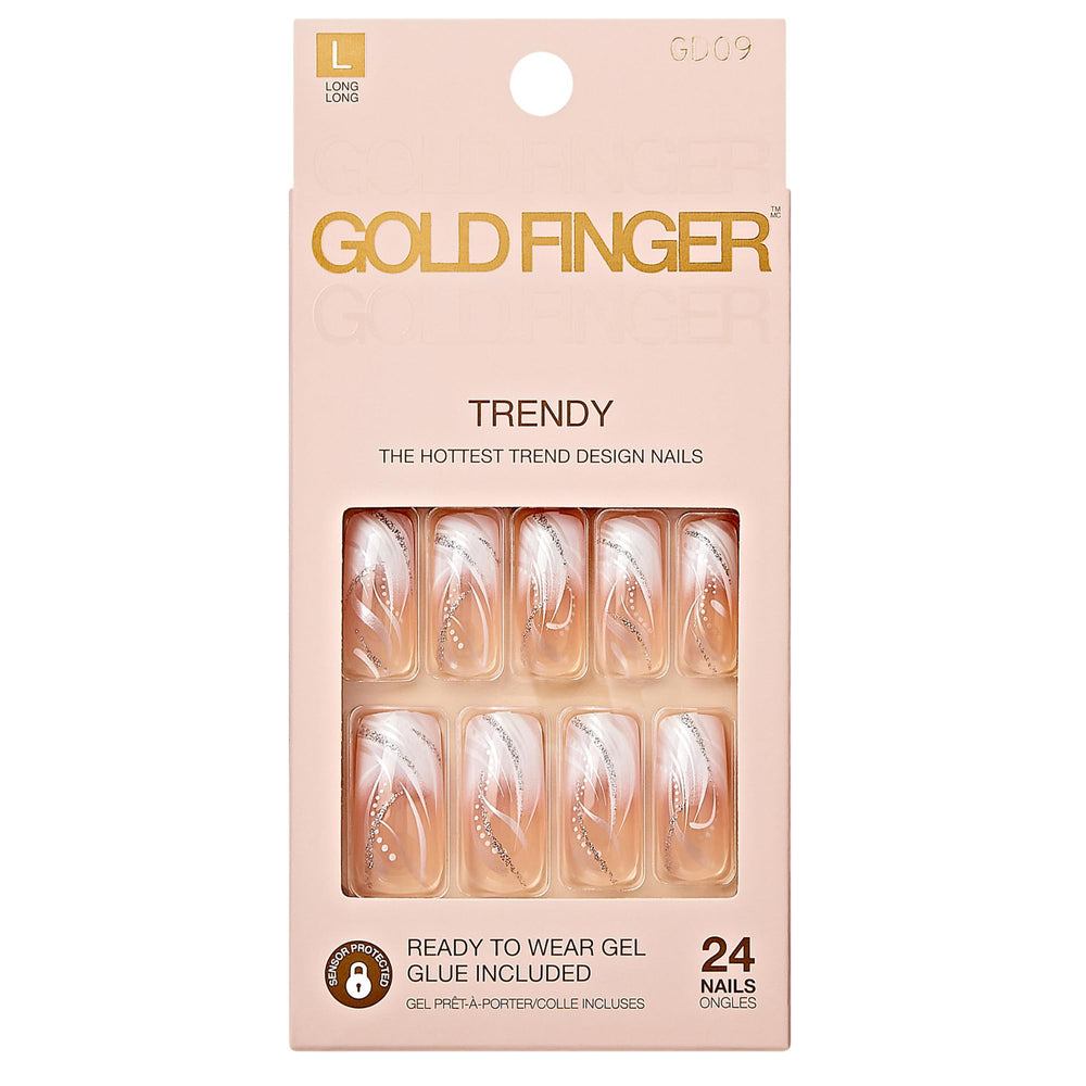 Goldfinger ongles-presse blancs design francais pour mani rapide et look élégant.