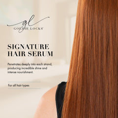 Sérum Goldie Locks Signature : application sur cheveux humides pour préparer le brushing.
