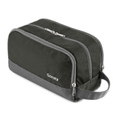 Gonex trousse de toilettes voyage en nylon gris, rangement compact pour essentiels.