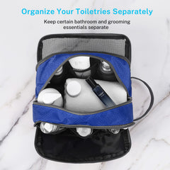 Gonex trousse de toilette bleu en action dans une valise.