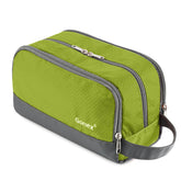 Trousse Gonex de toilette voyage en nylon verte prête pour les déplacements, pratique et résistante.