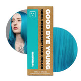 Good Dye Young Narwhal bouteille bleu vert prête pour une couleur vibrante et nourrissante.