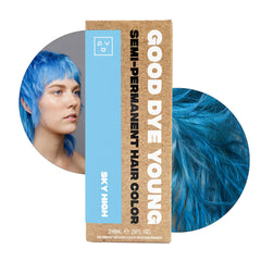 Good Dye Young Sky High Dye bouteille: couleur bleu vif, application fluide et temporaire.
