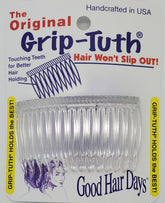 Le peigne latéral Grip-Tuth translucide offre une tenue sécurisée toute la journée.