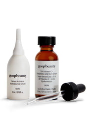 Goop Sérum vitamine C 20% dans une bouteille-pompe, hydratation améliorée.