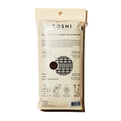 GOSHI serviette exfoliante double-fil; structure résistante qui facilite une propreté efficace.