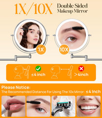 Miroir Gospire double face 1x et 10x pour précision beauté.