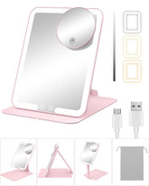 Gospire Miroir maquillage voyage avec lumière pour retouches rapides en déplacement