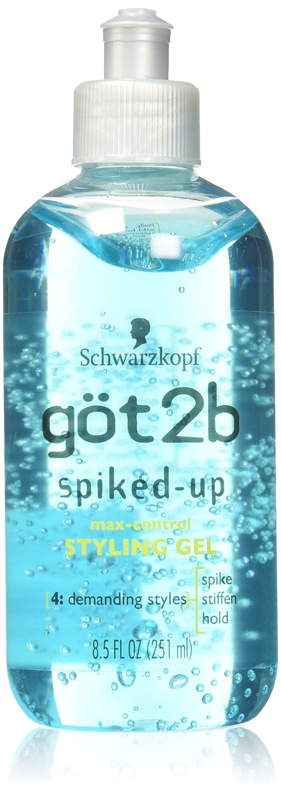 Got2B Spiked-Up Max Control, bouteille de gel offrant un controle durable pour des coiffures nettes.
