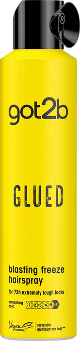 Got2B Glued Blasting Freeze Spray — flacon, maintien extrême pour toutes les coiffures.
