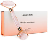 Grace & Stella rouleau visage rose quartz double-face pour lisser et tonifier la peau