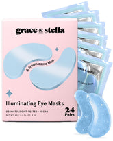 Grace & Stella Masque Yeux Bleu 24 paires pour revitaliser le regard et réduire les cernes