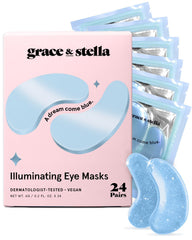 Grace & Stella Masque Yeux Bleu 24 paires pour revitaliser le regard et réduire les cernes