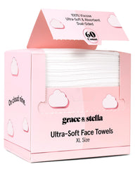Grace et Stella serviettes visage jetables emballage rose, pratique pour le voyage