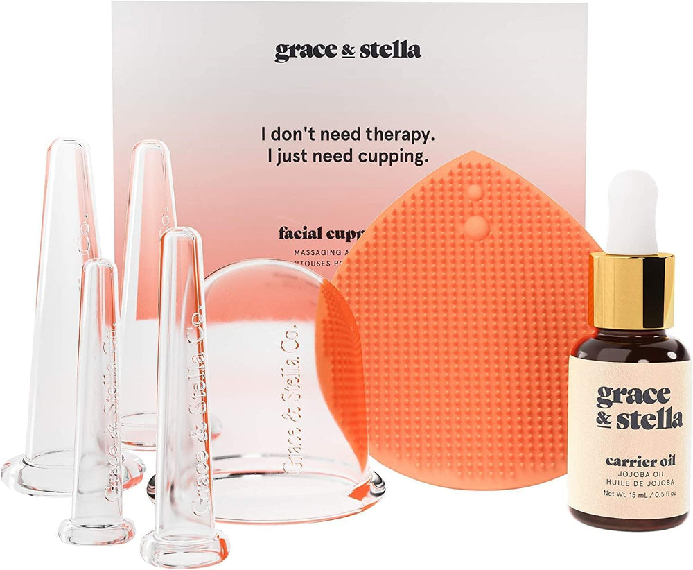 Grace et Stella ventouses visage 7 pièces pour drainage et teint plus frais.