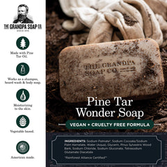 The Grandpa Soap Company Pine Tar Bar emballage pratique et informatif