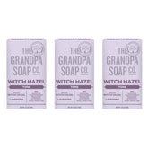 Savon en barre Grandpa Soap Company hamamélis et lavande, nettoie en douceur et tonifie.