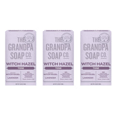 Savon en barre Grandpa Soap Company hamamélis et lavande, nettoie en douceur et tonifie.
