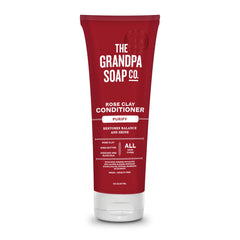 Conditionneur argile rose de Grandpa Soap Company sur bouteille, nourrissant les cheveux