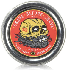 Grave Before Shave baume barbe pack duo, vue arrière, étiquette et packaging visibles