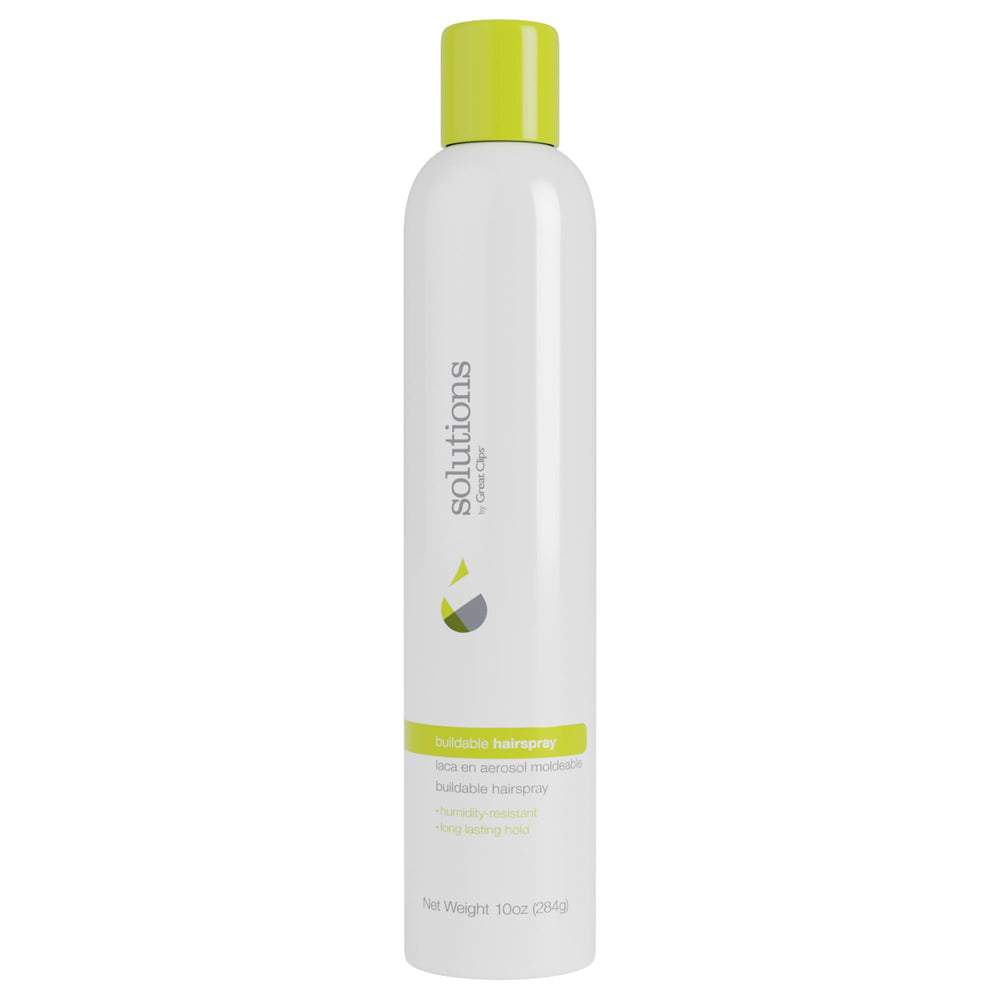 GREAT CLIPS Solutions Buildable Hairspray – bouteille 10oz, tenue durable pour toutes les coiffures.