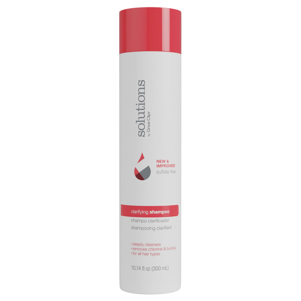 GREAT CLIPS Solutions clarifiant shampooing-bouteille 10onces, élimine les résidus pour cheveux propres et brillants.