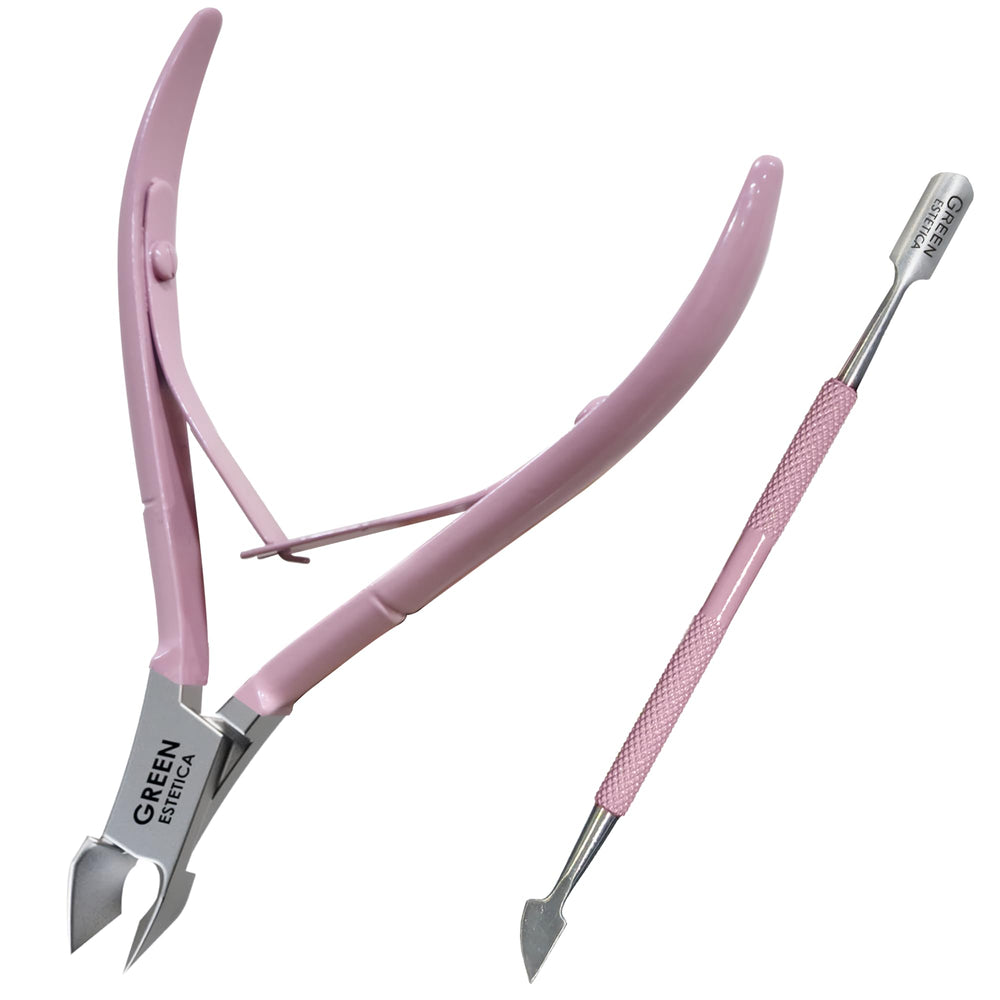 GREEN ESTETICA coupe-cuticule Rose en acier inoxydable, précision professionnelle.