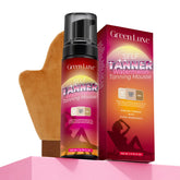 Green Luxe mousse auto-bronzante main: application facile et teint naturel.