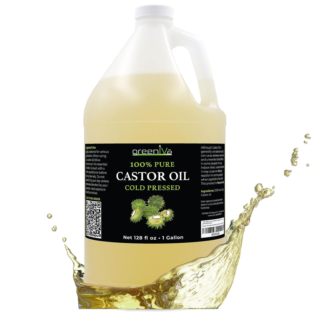 Huile de ricin GreenIVe pure pressée à froid en galon, soin capillaire polyvalent