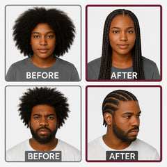 Application facile sur tresses grâce à Grip&Loc pour une coiffure nette.