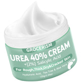 Grocerism Crème Urea 40% pour pieds, flacon pratique, absorption rapide et hydratation.