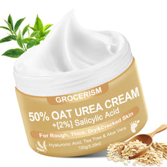Grocerism Crème Urea 50% pour pieds, apaise callosités et hydrate profondément.