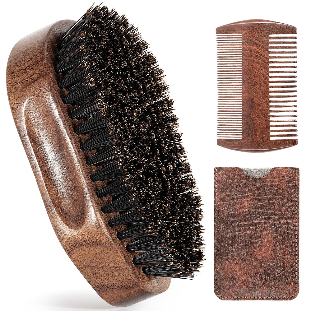 Brosse Groomage pour barbe, poils de sanglier naturels, douceur sur la peau.